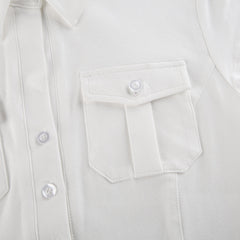 Pocket Button Down Cropped Blouse - fairypeony