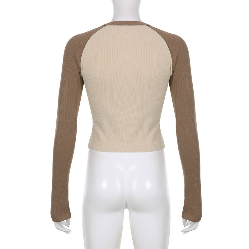 Raglan Sleeve Star Patch Knit Crop Top - fairypeony