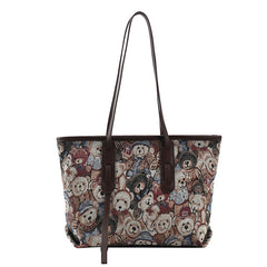 Cute Bears Large-capacity Tote Bag With Armpits, , women clothing, cute-bears-large-capacity-tote-bag-with-armpits, , fairypeony