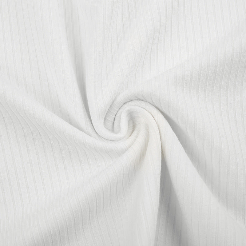 Lace Trim White Ribbed Knit Top - fairypeony