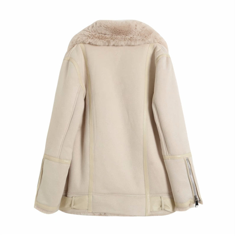 Fur Jacket With Lamb Hair Belt, , women clothing, fur-jacket-with-lamb-hair-belt, , fairypeony