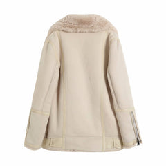 Fur Jacket With Lamb Hair Belt, , women clothing, fur-jacket-with-lamb-hair-belt, , fairypeony