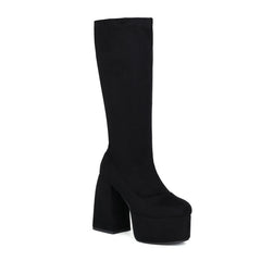 Leopard Print High Boots, , women clothing, leopard-print-high-boots, black, fairypeony