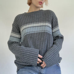 Striped Ribbed Downtown Sweater - fairypeony
