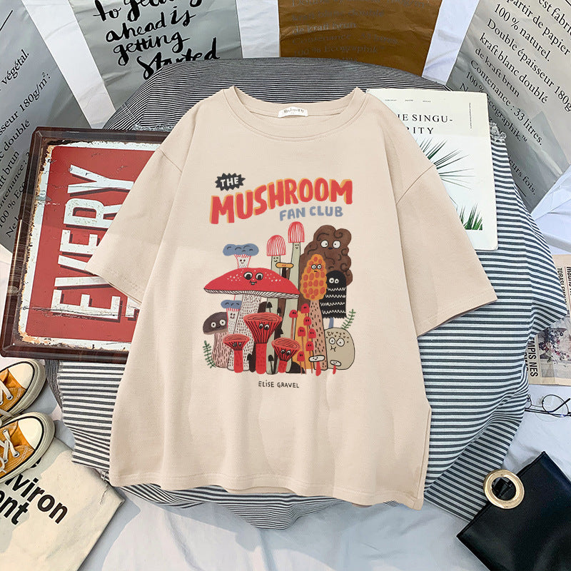The Mushroom Fan Club T-shirt, , women clothing, the-mushroom-fan-club-t-shirt, khaki, L, M, S, white, XL, XXL, XXXL, fairypeony