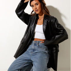 Leather Blazer, , women clothing, leather-blazer, , fairypeony