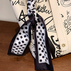 Cartoon Print Silk Scarf Bucket Bag, , women clothing, cartoon-print-silk-scarf-bucket-bag, , fairypeony