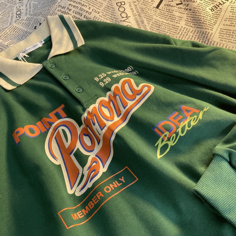 Polo Pomona Vintage Collar Sweatshirt, , women clothing, polo-pomona-vintage-collar-sweatshirt, polocollar, pomona, sweatshirt, fairypeony