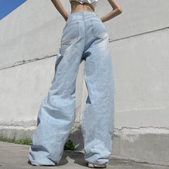 Straight Leg Blue Ripped Jeans - fairypeony