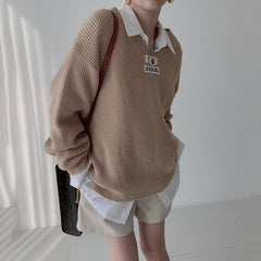 V-Neck Crochet Knit Sweater, , women clothing, v-neck-crochet-knit-sweater, , fairypeony