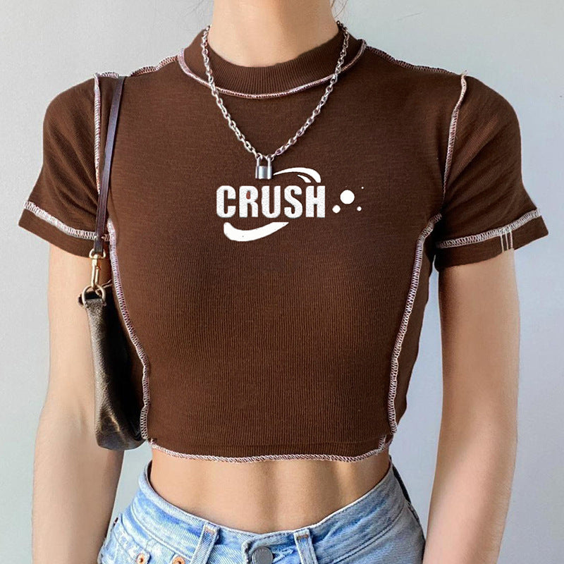 Stitch Detail Ribbed Crop Top - fairypeony