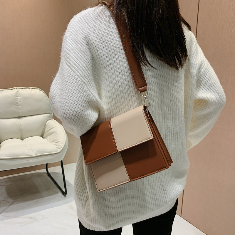 Contrast Stitching Square Shoulder Bag, , women clothing, contrast-stitching-square-shoulder-bag, , fairypeony