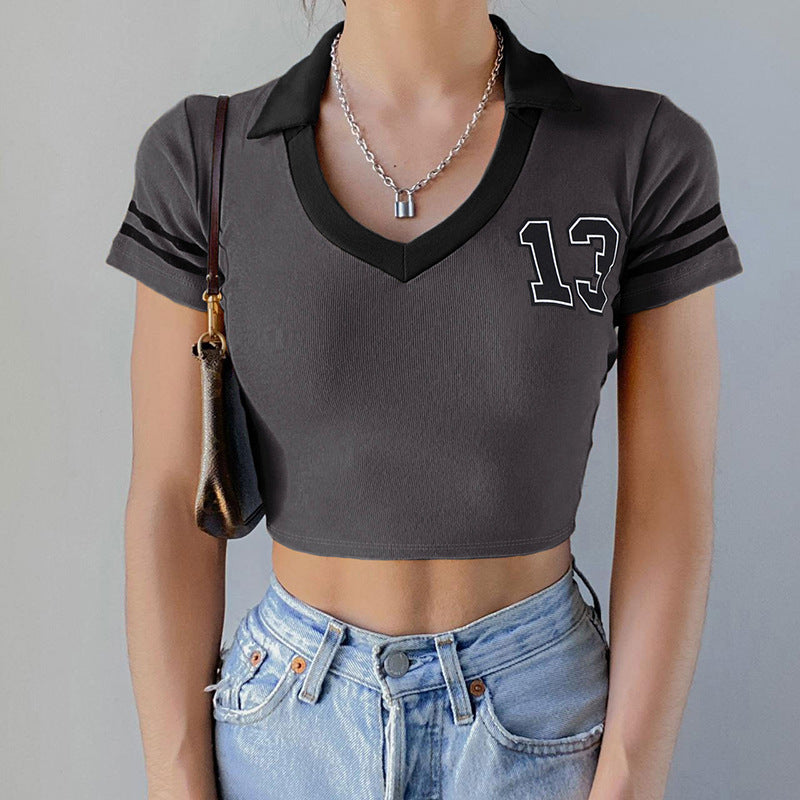 Vintage Striped Logo Crop Top - fairypeony