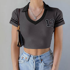Vintage Striped Logo Crop Top - fairypeony