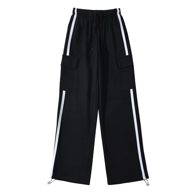 Pocket Side Stripe Baggy Sweatpants - fairypeony