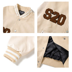 Letter Flocking Embroidered Baseball Jacket, , women clothing, letter-flocking-embroidered-baseball-jacket, , fairypeony