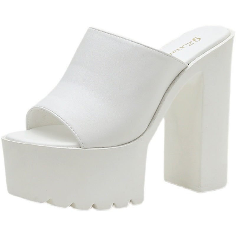 Thick High-heel Slippers, , women clothing, thick-high-heel-slippers, , fairypeony