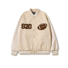 Letter Flocking Embroidered Baseball Jacket, , women clothing, letter-flocking-embroidered-baseball-jacket, , fairypeony