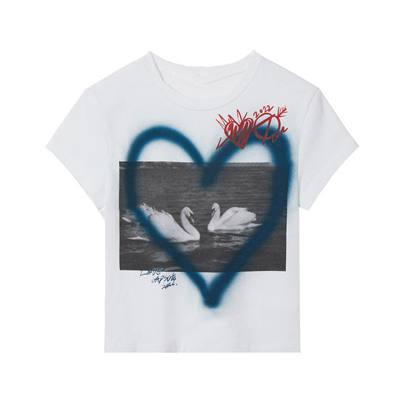 Heart Print Y2K Crop Top - fairypeony