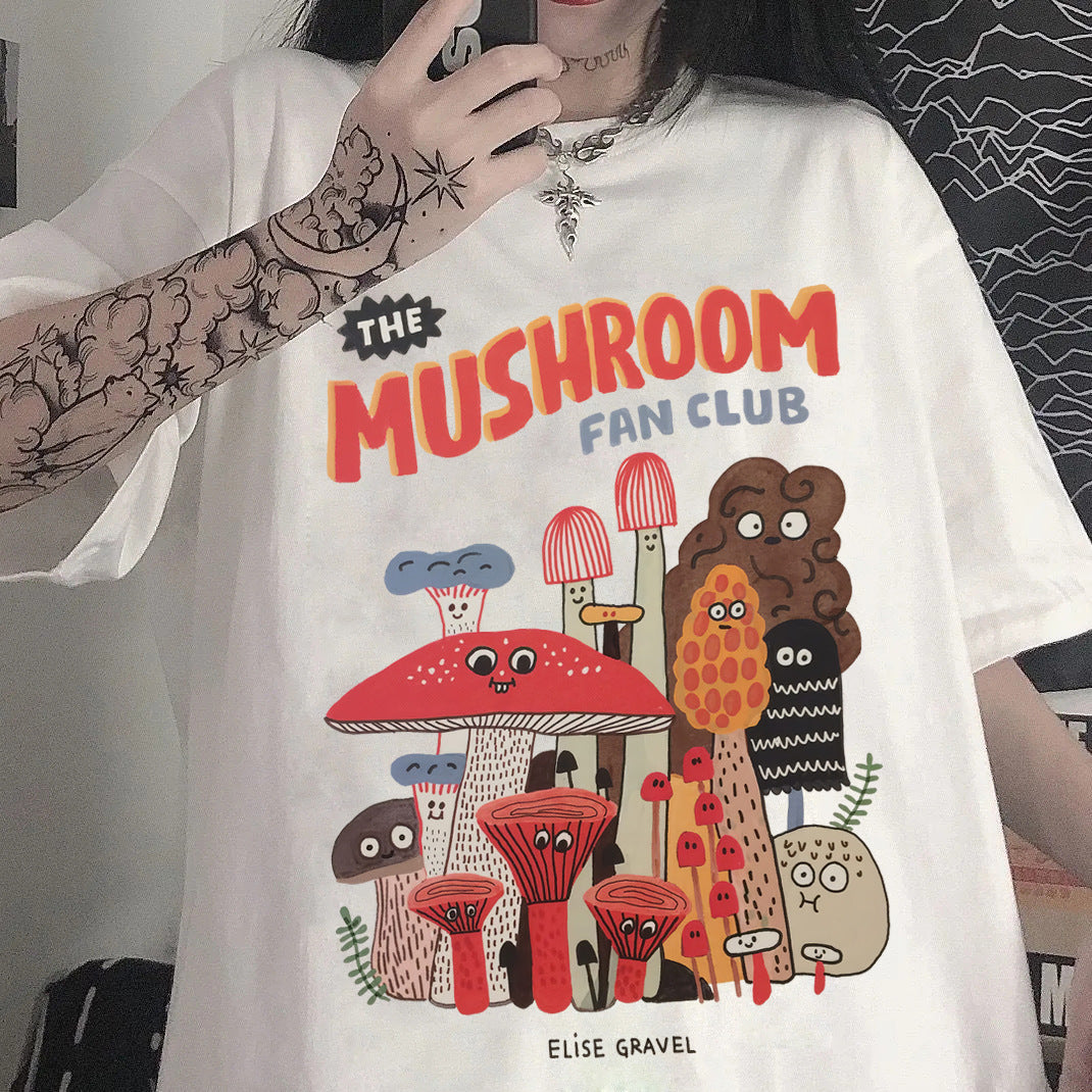 The Mushroom Fan Club T-shirt, , women clothing, the-mushroom-fan-club-t-shirt, khaki, L, M, S, white, XL, XXL, XXXL, fairypeony