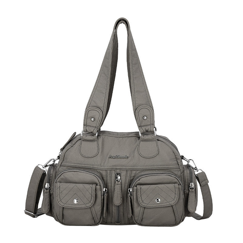 Solid Color Cargo Messenger Bag - fairypeony