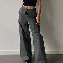 Fold Over Waist Straight Leg Pants, , women clothing, fold-over-waist-straight-leg-pants, , fairypeony