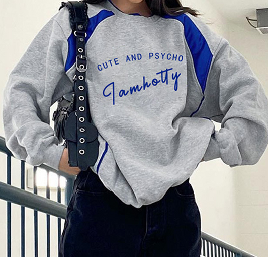 Contrast Letter Graphic Pullover Sweatshirt - fairypeony