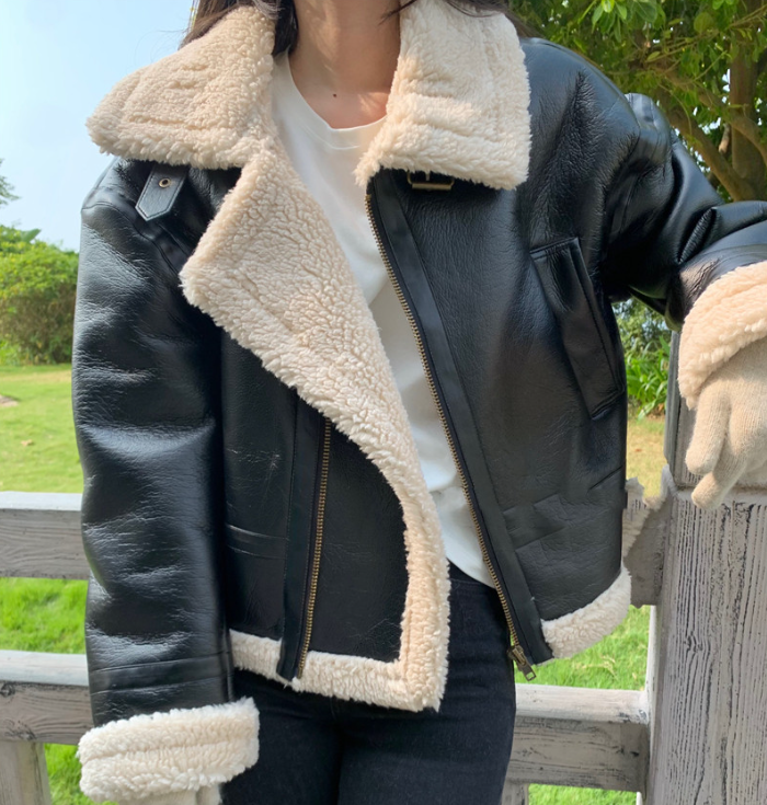 Lamb Wool Motorcycle Leather Jacket, , women clothing, lamb-wool-motorcycle-leather-jacket, , fairypeony