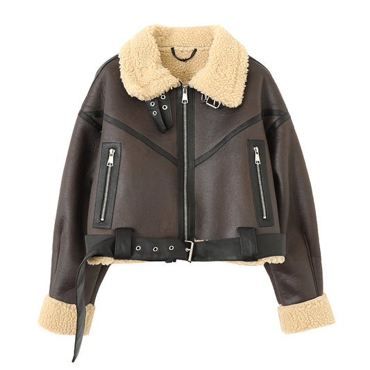 Lamb Wool Motorcycle Street Jacket, , women clothing, lamb-wool-motorcycle-street-jacket, , fairypeony