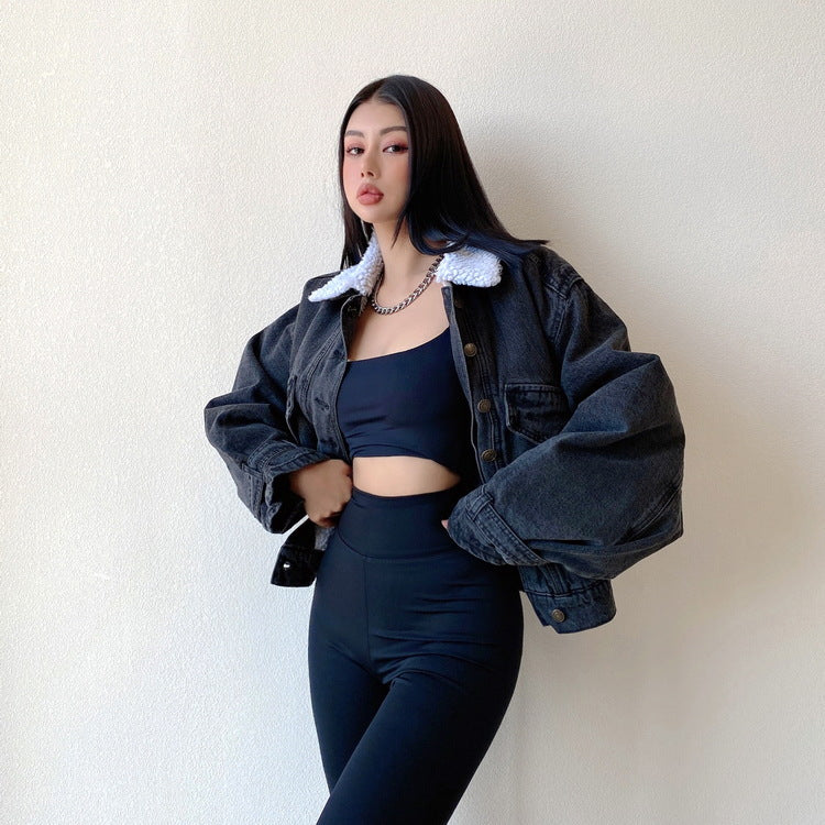 Fleece Lined Button Up Denim Jacket, , women clothing, fleece-lined-button-up-denim-jacket, , fairypeony