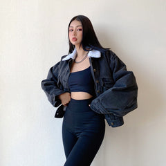 Fleece Lined Button Up Denim Jacket, , women clothing, fleece-lined-button-up-denim-jacket, , fairypeony