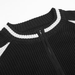 Vintage Contrast Zip Up Cardigan - fairypeony