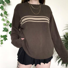 Three Striped Pullover Downtown Sweater - fairypeony