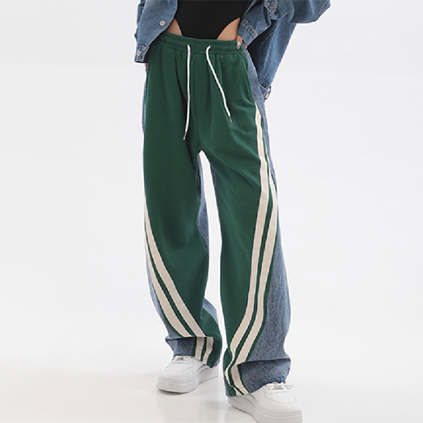 Patchwork Striped Baggy Boyfriend Jeans - fairypeony