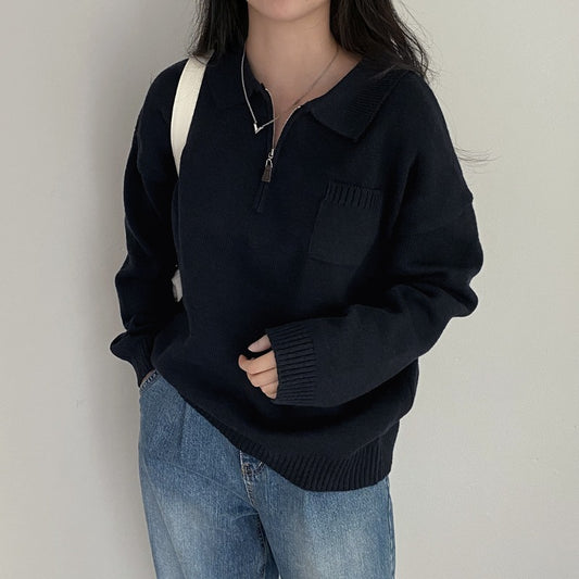 Pocket Crop Knit Sweater - fairypeony