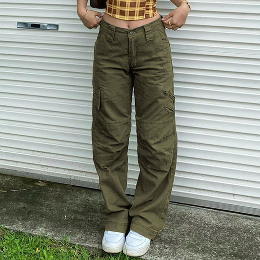 Pocket Patched Straight Cargo Jeans - fairypeony