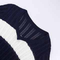 V Neck Striped Cable Knit Downtown 90s Top - fairypeony