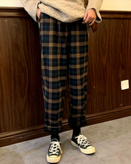 90s Kids Pants in Plaid Check, , women clothing, 90s-kids-pants-in-plaid-check, coffee, L, M, S, fairypeony