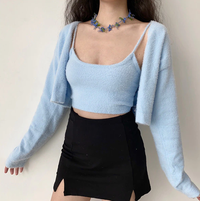 Cropped Button Knit Two Piece Cardigan, , women clothing, cropped-button-knit-two-piece-cardigan, , fairypeony