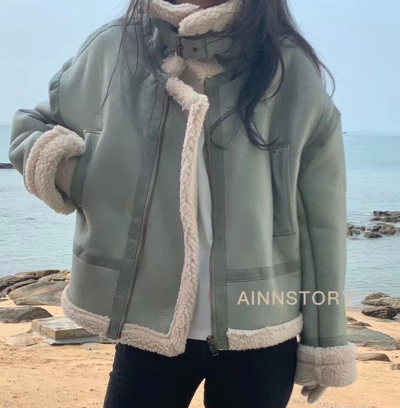 Lamb Wool Motorcycle Leather Jacket, , women clothing, lamb-wool-motorcycle-leather-jacket, , fairypeony