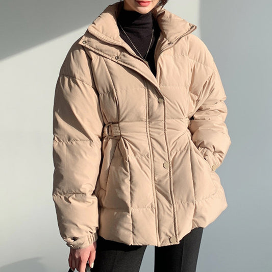 Simple Solid Color Zip Up Puffer Jacket, , women clothing, simple-solid-color-zip-up-puffer-jacket-1, , fairypeony