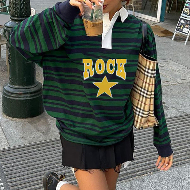Vintage Rock Star Striped Sweatshirt - fairypeony