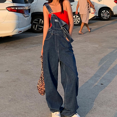 Vintage Washed Boyfriend Denim Overall - fairypeony