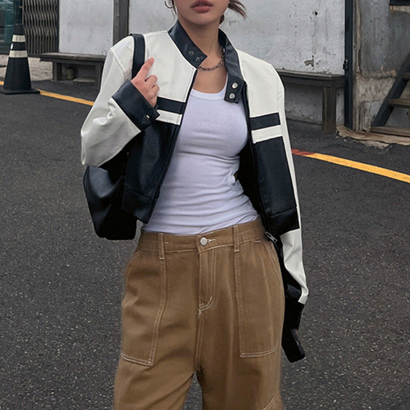 Cropped Pu Leather Jacket, , women clothing, cropped-pu-leather-jacket, , fairypeony