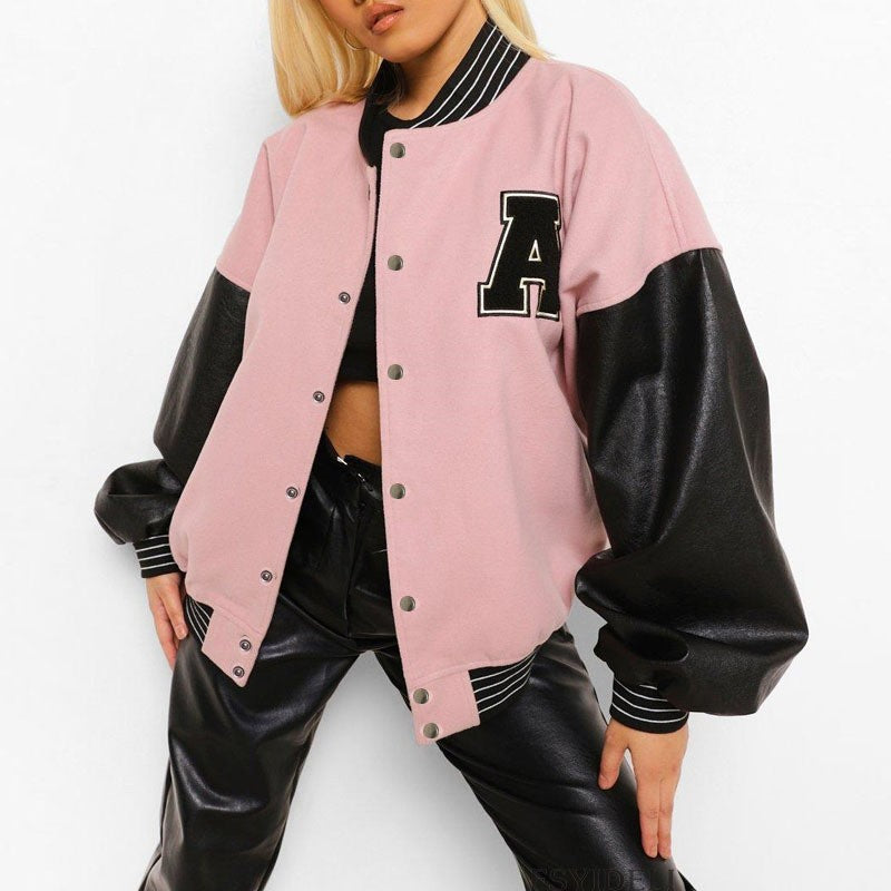 Embroidery Letter Varsity Jacket, , women clothing, embroidery-letter-varsity-jacket, , fairypeony