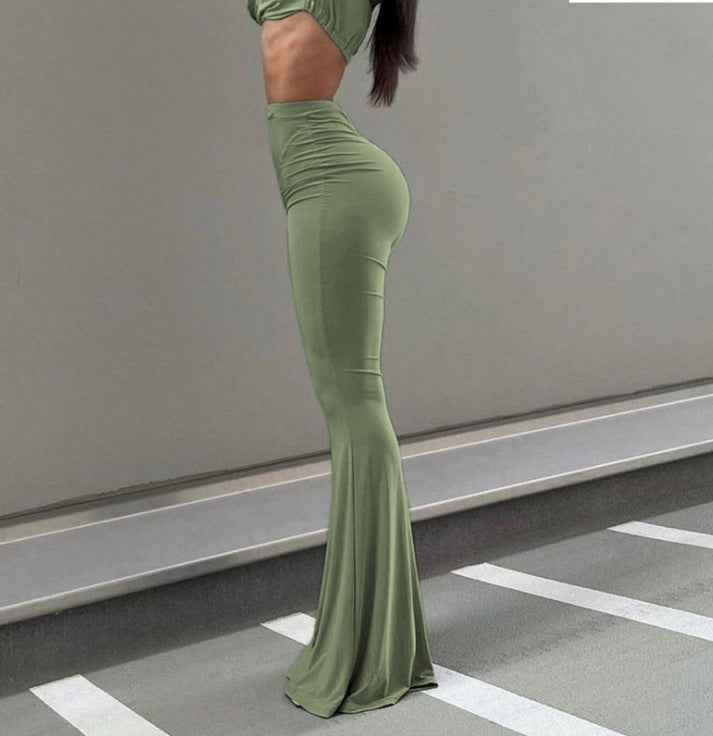 Casual High Waist Green Pants, , women clothing, casual-high-waist-green-pants, , fairypeony