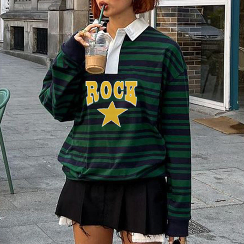 Vintage Rock Star Striped Sweatshirt - fairypeony