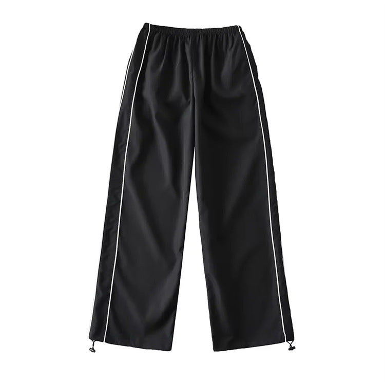 Piping Detail Wide Leg Track Pants - fairypeony