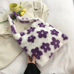 Contrast Plush Large Capacity Shoulder Bag, , women clothing, contrast-plush-large-capacity-shoulder-bag, , fairypeony