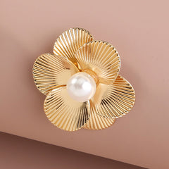 Metal Pearls Six-petal Flowers Ear Studs, , women clothing, metal-pearls-six-petal-flowers-ear-studs, , fairypeony